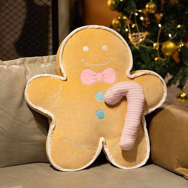 Søte plysj pepperkakemann puter - Kreativ kjeksformet julepynt til sofa, stue og seng Khaki Man