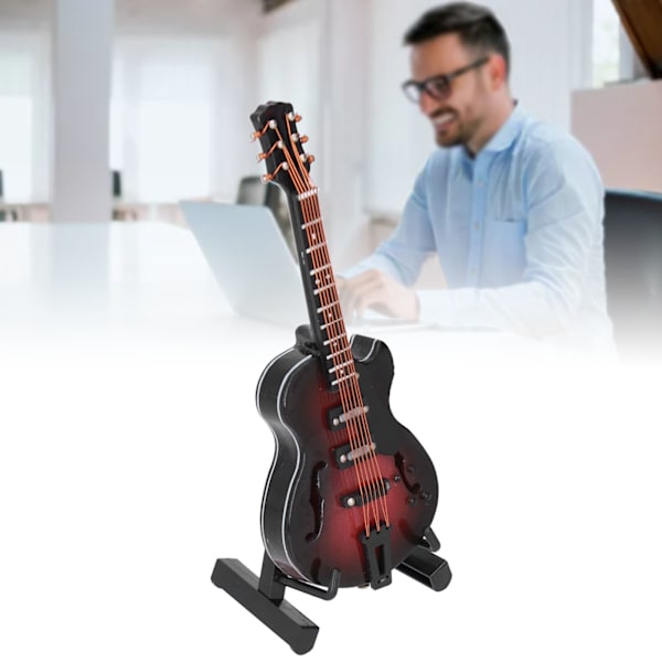 Gitarmodell Mini Utsøkt Musikinstrument Dekorativt Håndverk Ornament for Hjemmekontor Dekorasjon