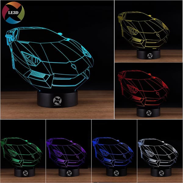 3D Optisk Illusjon Nattlys - 7 LED Fargeskiftende Lampe