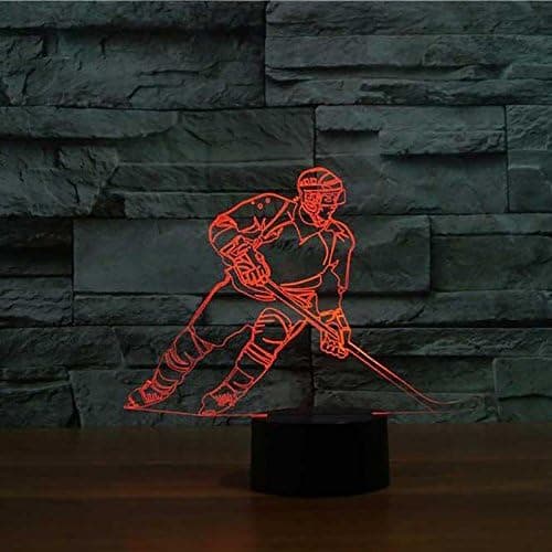 3D Ishockey Spiller Natlampe Illusion 7 Farveskift
