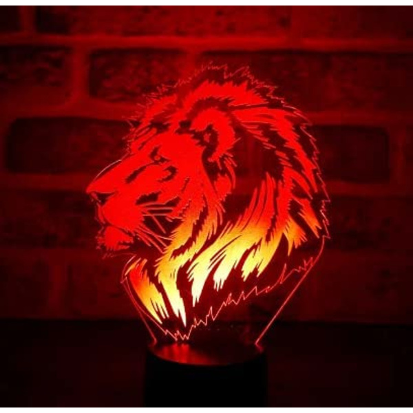 3D Tiger Lion Nattlampa Illusion 7 Färgförändrande Tou