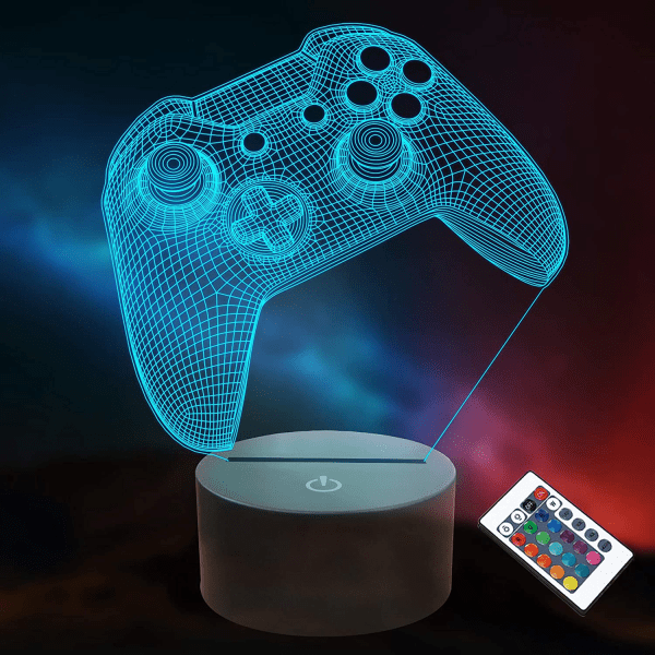 3D Gamepad Night Light, Game Console Illusion lampa med Remo