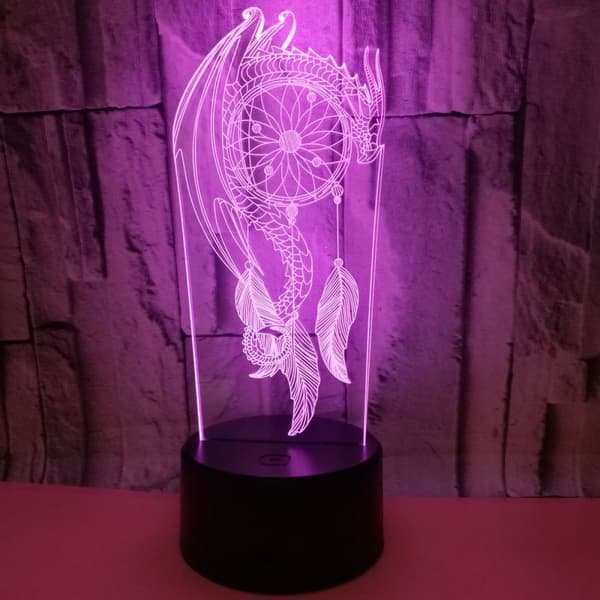 Vindspil Natlampe, 3D Illusionslampe, 7 Farver Skiftende