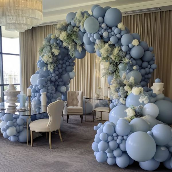 130 stk. støvet blå balloner i forskellige størrelser 18\" 12\" 10\" 5\" ballonbue guirlande sæt perfekt til fødselsdagsfest, dimission, babyshower, bryllup, Holi Dusty Blue