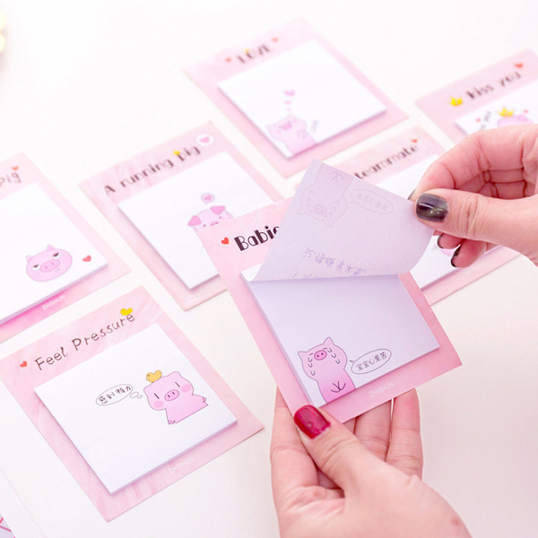 Pink Cute Pig Sticky Paste Note for en ung piges hjerte og studerende (kærlighed)