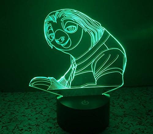 Födelsedagspresent Sloth 3D optisk illusion rolig present nattlampa