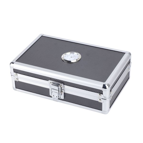 Aluminium Skal Cedarforet Cigar Humidor Opbevaringsboks Bærbar Gaveæske med Luftfugter
