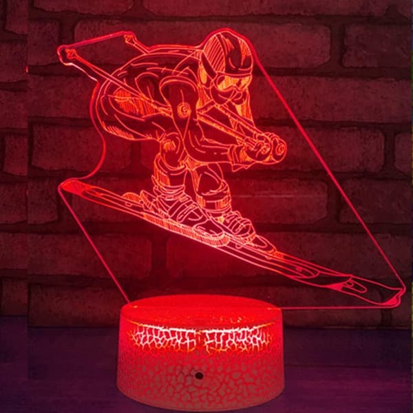 3D Ski Natlampe LED Lampe Illusion 7 Farveskiftende Tou
