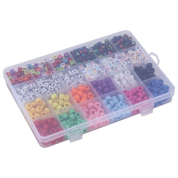 Brev Pärlor 6mm 10 Färger Elastisk Tråd Stora Hål Pärlor Set för Hantverk DIY Handgjorda