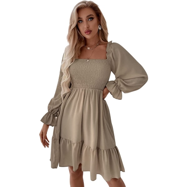 Kaula-aukkoinen, A-linjainen lyhyt mekko (Khaki, Yksi koko)