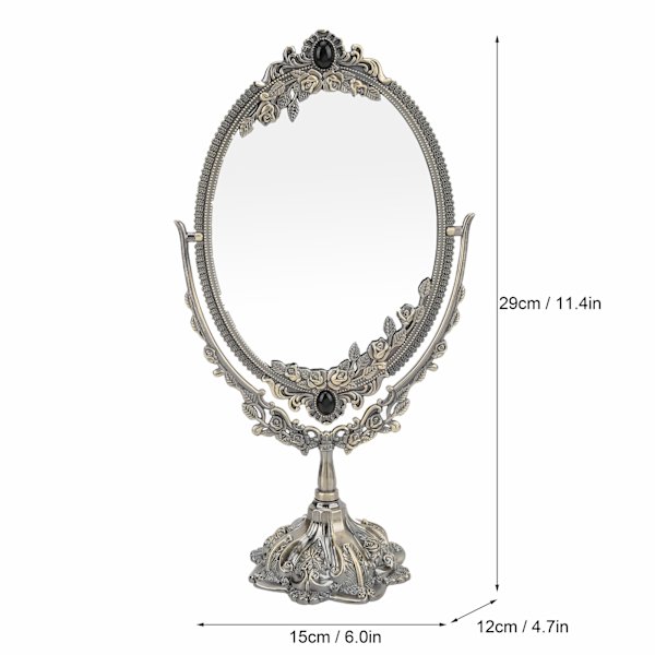SminkeSpeil EuropeiskStil Metall Retro Dobbeltsidig Speil for Bad Soverom Dressing Bronse Small