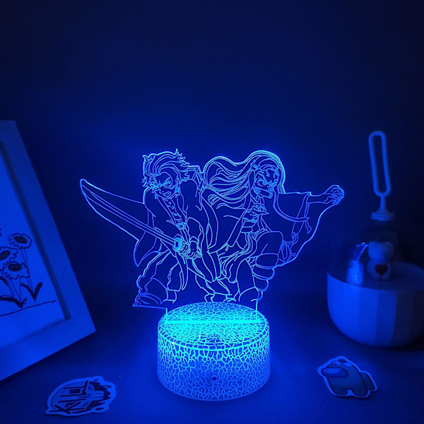 Demon Slayer Kamado Nezuko 3D Illusions nattlampe, Kreativ 3D Japansk Anime Lampe - Ideell gave til hjemmet