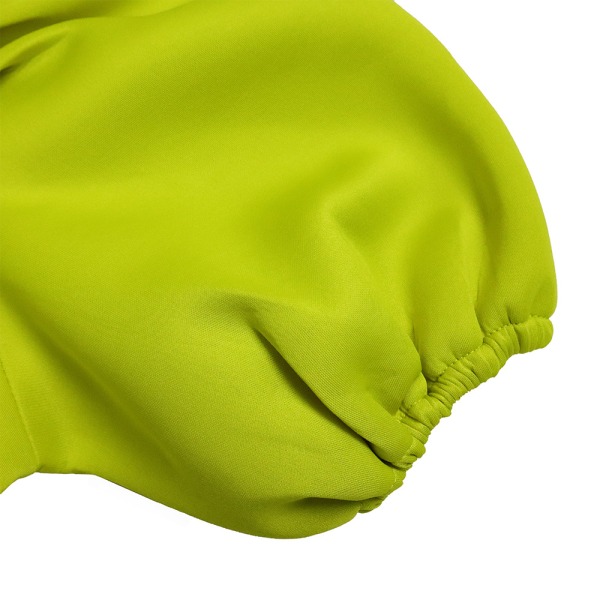 Quare Neck Bubble Sleeve One-Piece Kort Klänning (Chartreuse S)