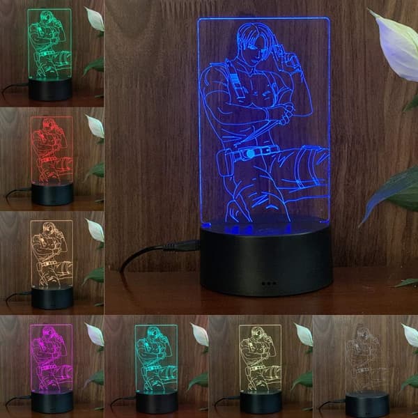 Resident Evil Spil Leon Kennedy LED Natlampe 3D Akryl I