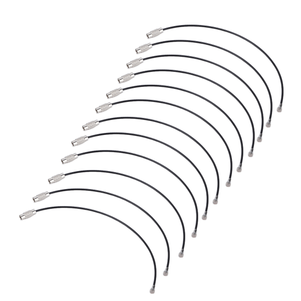 12 kpl avaimenperät teräksestä valmistettu vaijeri avainrengas monikäyttöinen vaijerisolki köysi silmukka kierre Black
