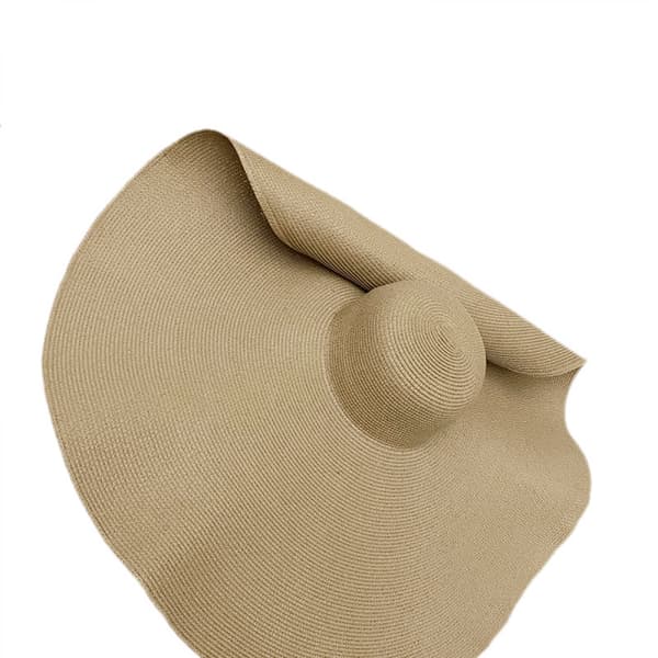 Oversized Strandhat i Strå til Kvinder, Moderigtig Stor Bred Skygge