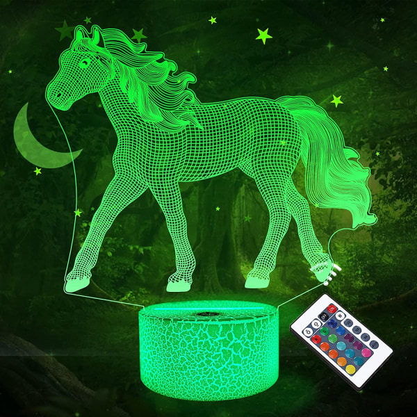 Hästpresenter för flickor, häst 3D nattlampor för barn Illusi
