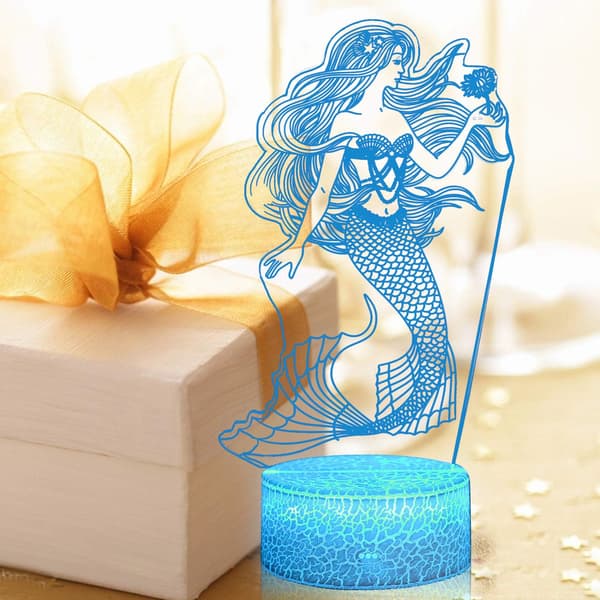 3D Illusion Havfrue Natlampe 16 Farveskift Touch W