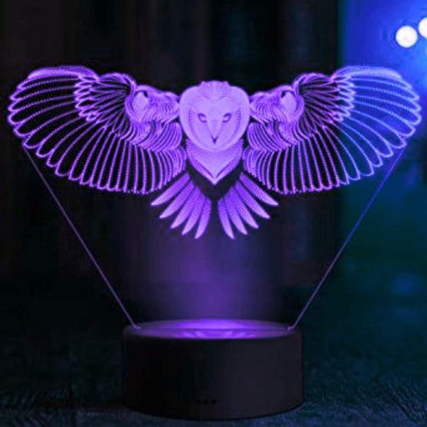 3D Owl Eagle Nattlampa Bordsbord Optical Illusion Lampor 1