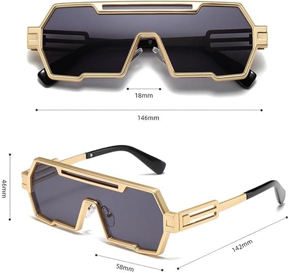 Retro Steampunk Solbriller til Mænd, Moderne Cool One Piece Irregulær Metalramme Solbriller