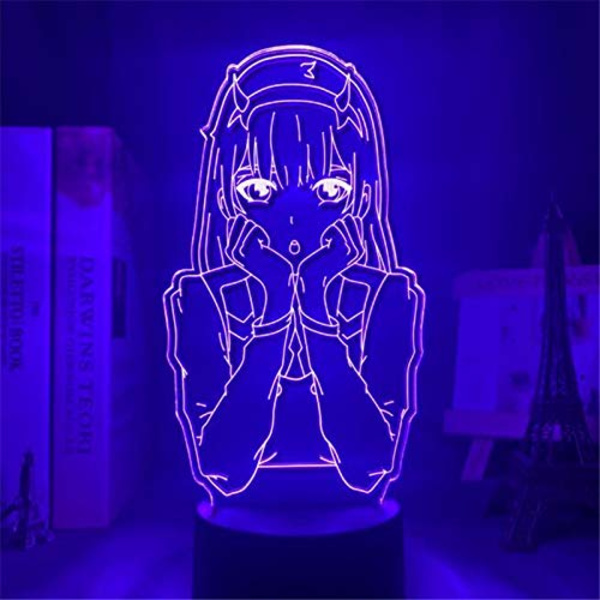 Anime 3D Lampe Zero Two Figur LED Natlampe Børn Gir