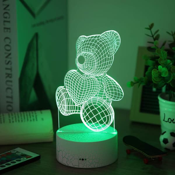 Valentinsdag 3D Bjørn Natlampe 16 Farver Skift Søvn La