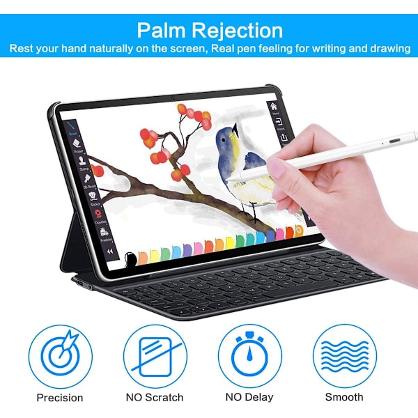 Stylus Pen til Apple iPad Pencil - Aktiv pen med håndfladeafvisning Kompatibel med 2018-2020 Apple iPad 9. generation 8. generation 7. generation 6. generation iPad Air 4. generation 3. generation