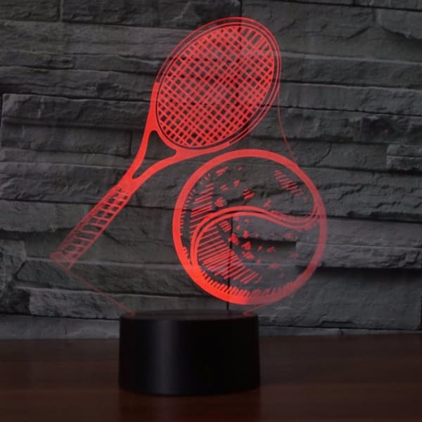 3D Tennis Natlampe Touch Switch 7 Farveskift LED Bordlampe