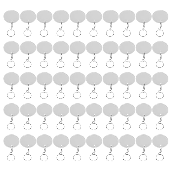50 stk. Akryl nøkkelring emner DIY maling transparent beskyttende film tomme nøkkelringer