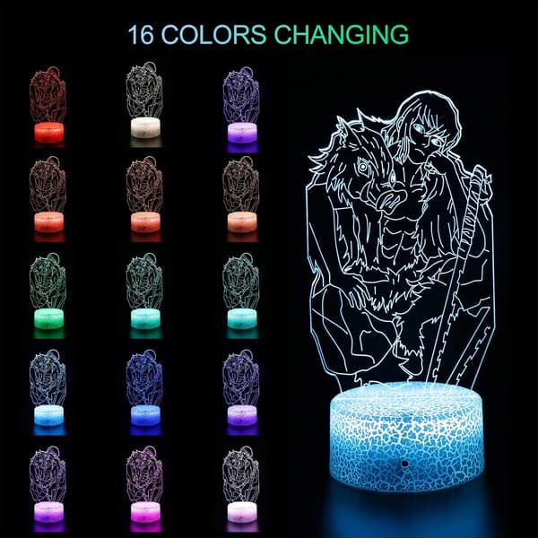 Demon Nattlamper, 3D-illusjon 16 farger bordlampe med til