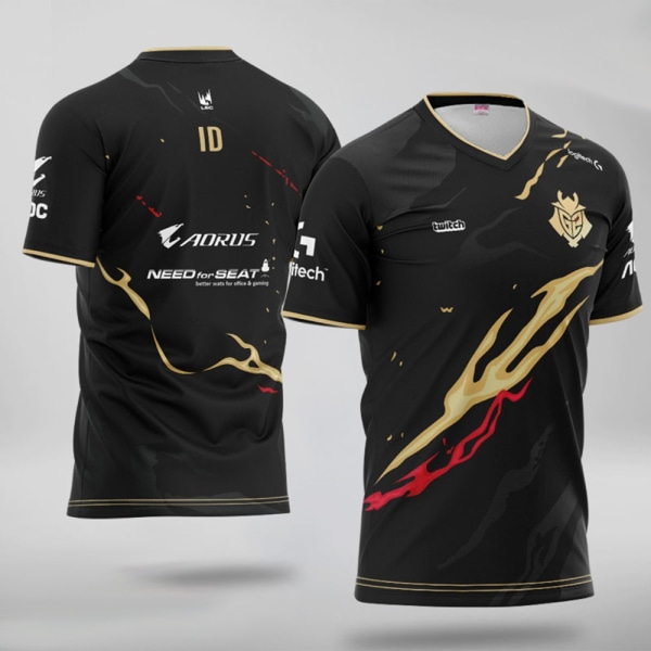 Ny LOL CSGO G2 ESPORTS Kortärmad T-shirt G2 Jersey Anpassningsbart Namn Högkvalitativa Esports Teamkläder Bekväma,Svart,XXL