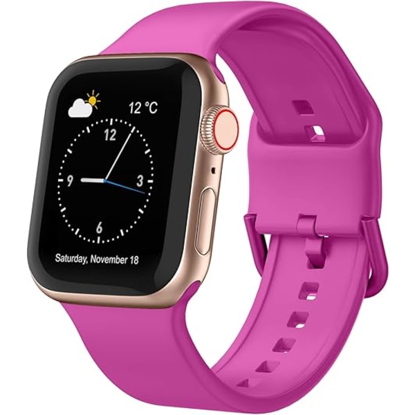 Sportsrem Kompatibel med Apple Watch Remme 49mm 46mm 45mm 44mm 42mm, Blød Silikone Armbåndsrem med Klassisk Lås til iWatch Barbie Pink