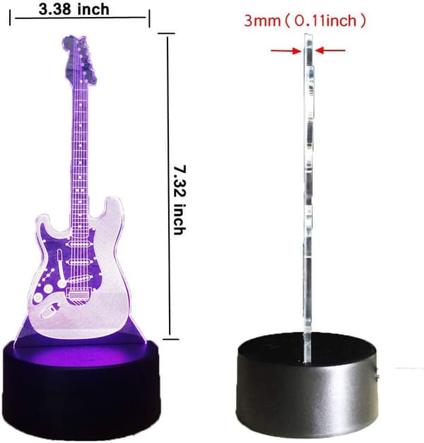 Musik Cool Guitar Bas 3D LAMPE Optisk Illusion LED Natlampe