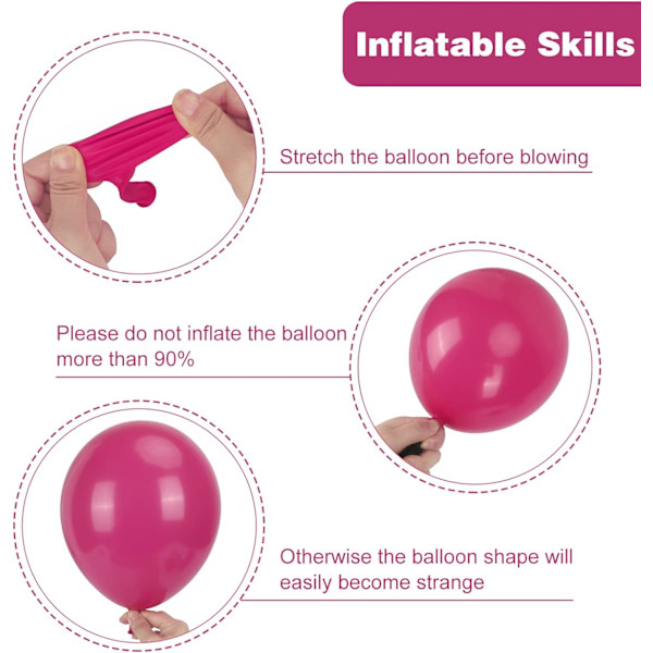 129 stk. Hot Pink Balloner Latex Magenta Balloner Forskellige Størrelser 18 12 10 5 Tommer Fest Ballon Kit til Valentinsdag Fødselsdag Baby Shower Bryllup Pr Hot Pink