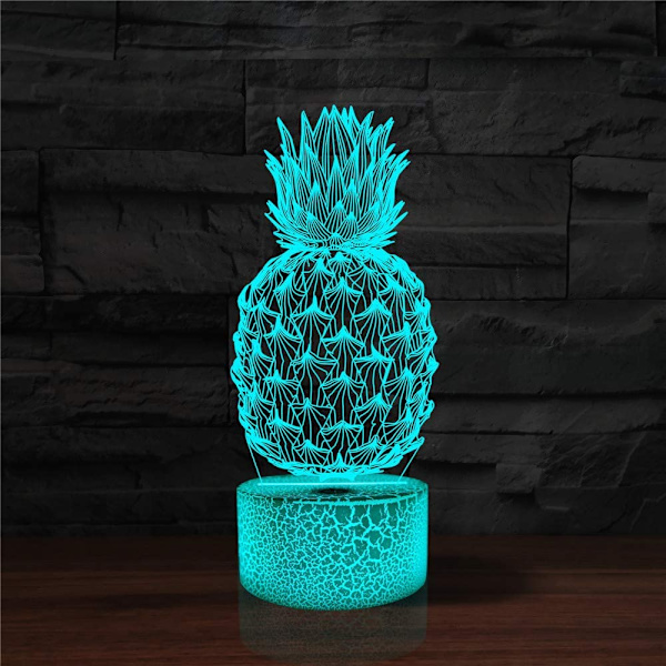Ananas 3D Illusion Lamp LED Ananas Nattlampa