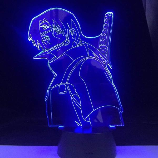 Naruto Kakashi Uchiha Sasuke 3D Illusions nattlampe Smart Touch, RGB-effekt USB-kabeldrevet Kreativ 3D Japansk Anime Lampe