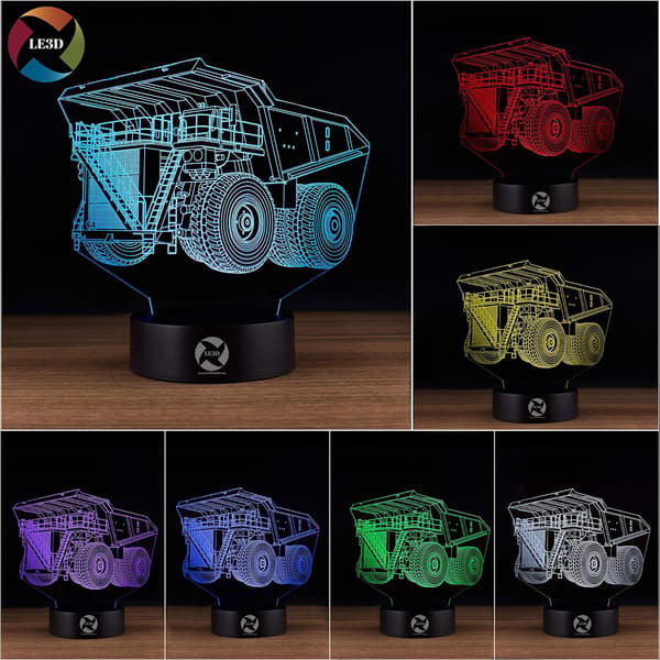 3D Optisk Illusjon Nattlys - 7 LED Fargeskiftende Lampe
