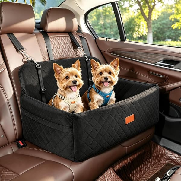 Hundeautostol til mellemstore og store hunde, vaskbar med sikkerhedsseler black