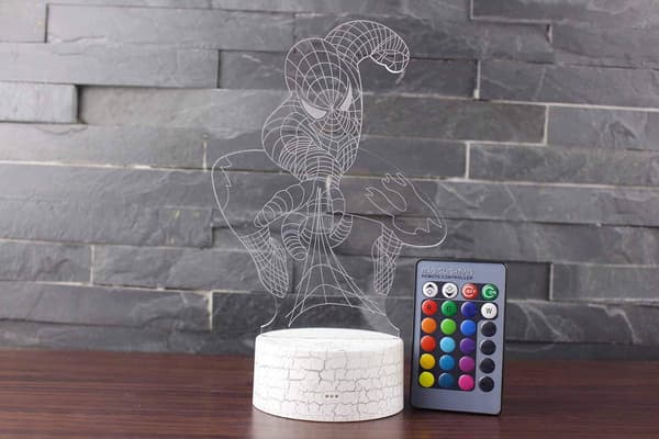 3D Natlampe Touch Bordlampe Superhelt Tre Mønstre