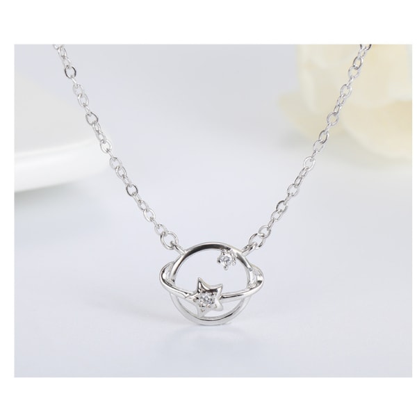 Halsband i sterlingsilver, 16\" + 2\" (vitguld)