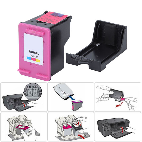 Printerpatron passer til HP Deskjet 1115 1118 2135 2138 4538 4678 (680 farverig)