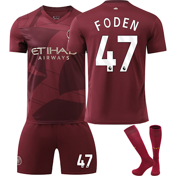Fotballdraktsett, Manchester City NO.47 Foden Fotballdrakt for Gutter Jenter, Pustende Hurtigtørkende Fotballdrakt XL