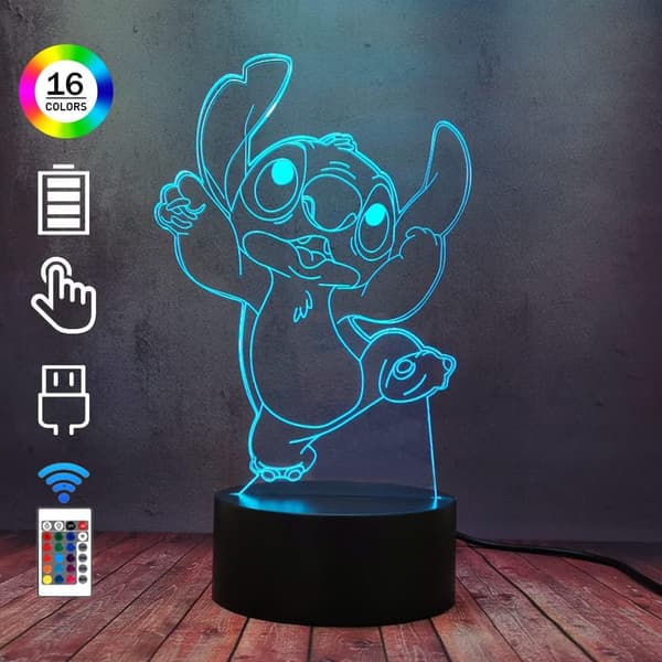 Luova Anime 3D LED Optinen Yölamppu Söpö Tikki Koala P