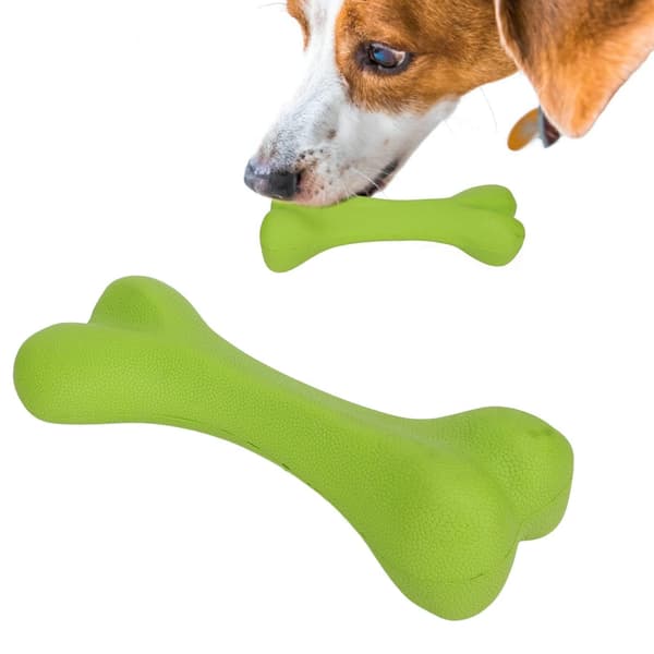 8 tommer grøn gummi knogle hundelegetøj, holdbart tyggelegetøj til mellemstore og store hunde