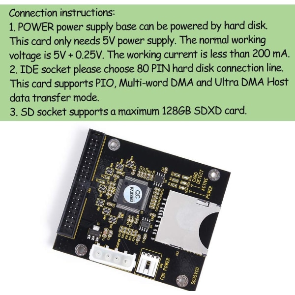 1 kpl SD SDHC -kortti IDE 3.5\" 40-nastainen urosadapteri Uros IDE kiintolevyasema-adapteri