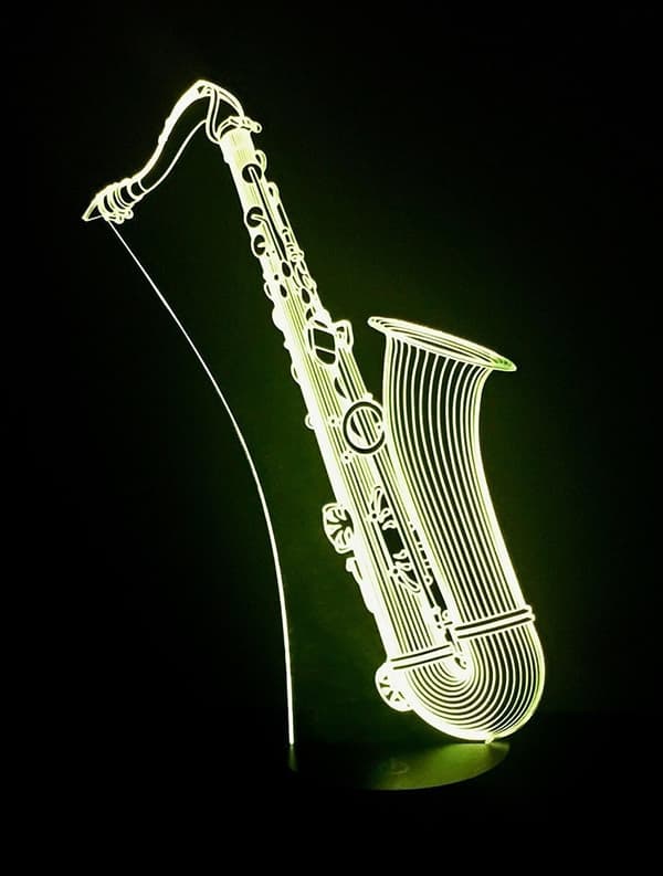 3D Saxofon Natlampe Musiknote 7 Farveskift LED Bordlampe