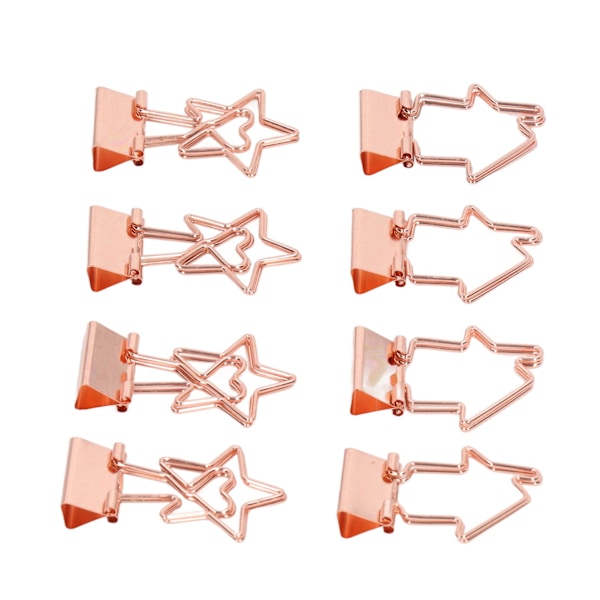 30 st små pappersklämmor roséguld hållbara metallstjärna och hus stil ihåliga bindeklämmor för dokument kläder papper