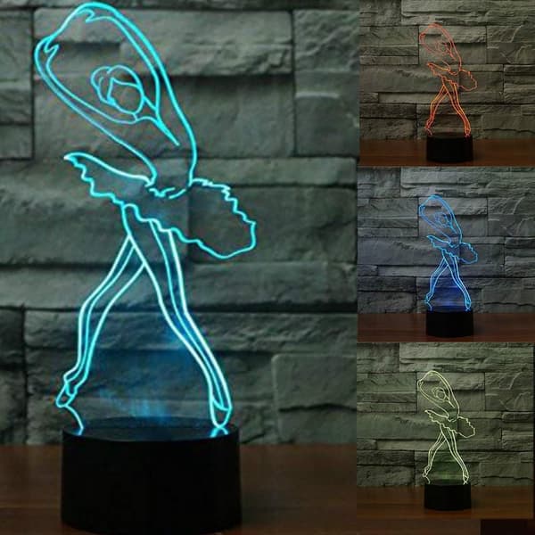 3D Ballerina Ballet Pige Natlampe Touch Switch Dekor Bordlampe