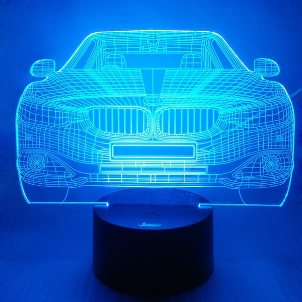 Cool Car 3D Natlys LED Illusion Lampe Sengelampe Bordlampe