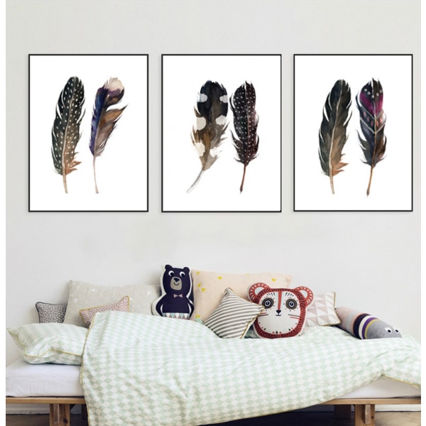 Feather Wall Art Canvas Print Poster, Simple Fashi 60x80cm